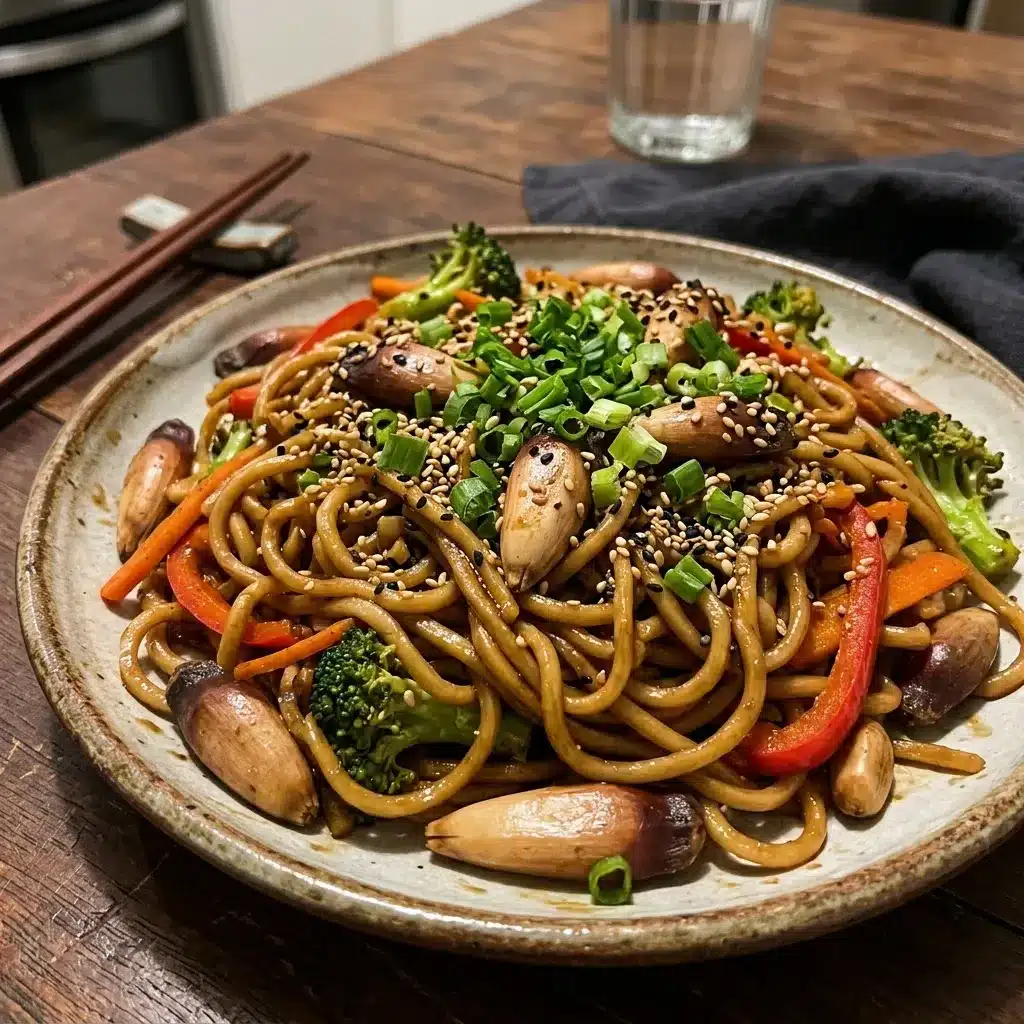 Yakisoba de Pinhão Com óleo de gergelim