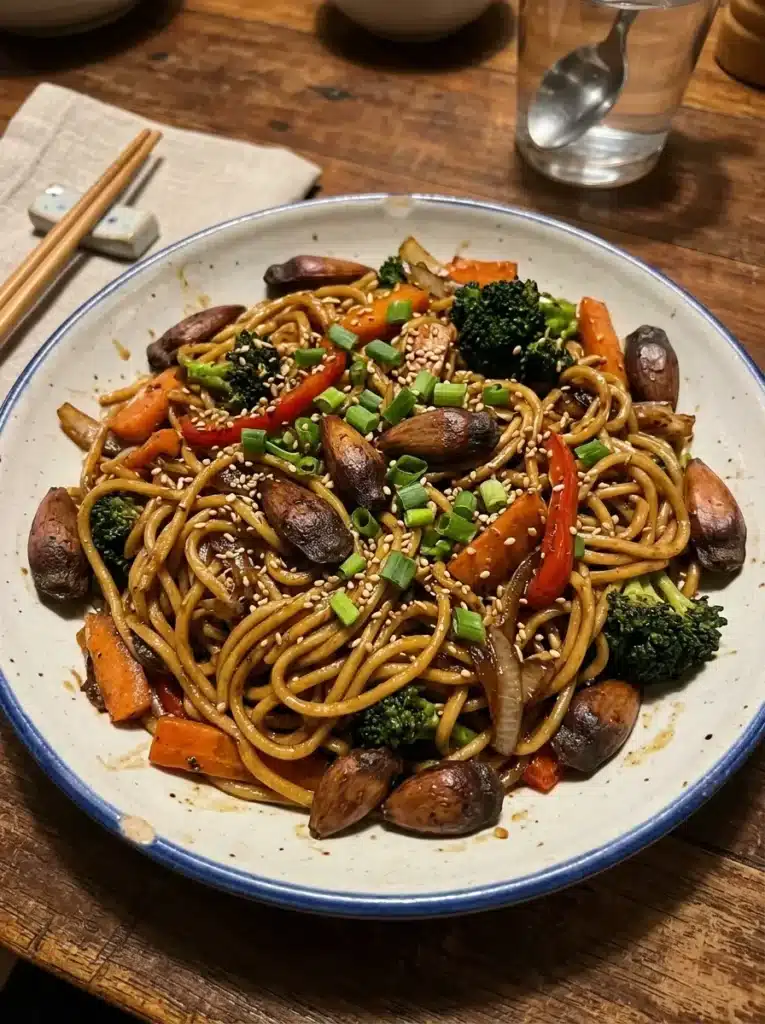 Yakisoba de Pinhão Com molho shoyu tradicional
