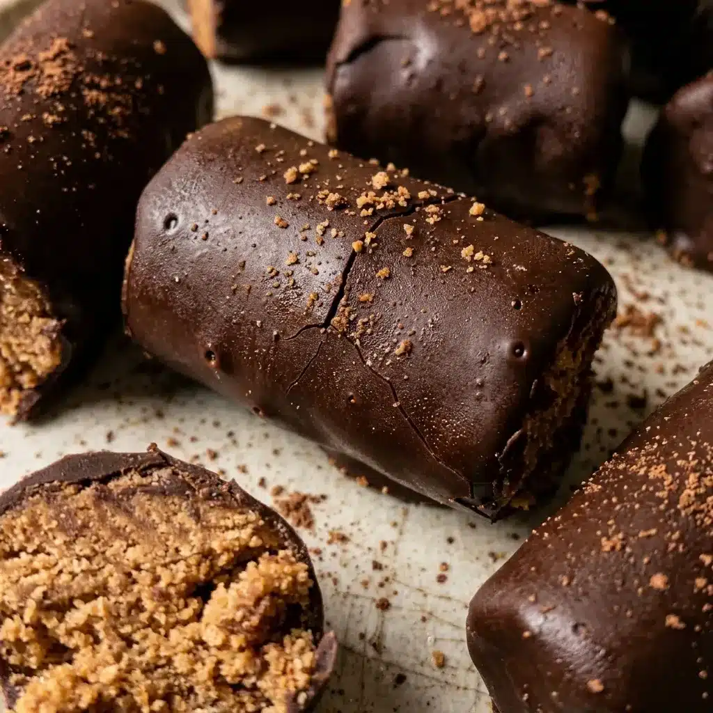 Paçoca coberta com chocolate meio amargo