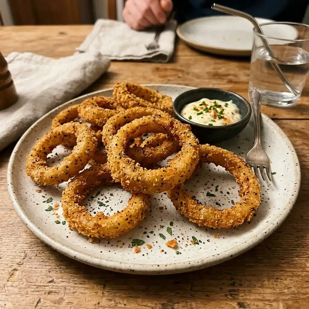 Anéis de cebola na air fryer (veganos)