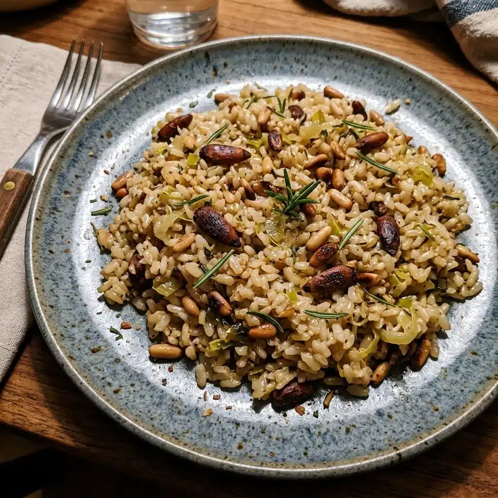 Arroz de Pinhão na Manteiga com Alecrim e Alho Poró