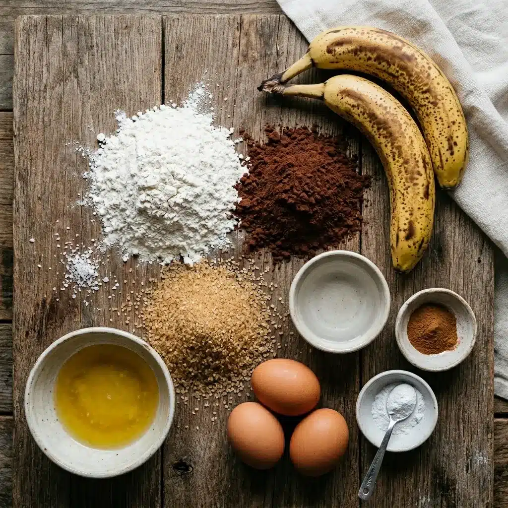 Bolo de banana com farinha de arroz e cacau