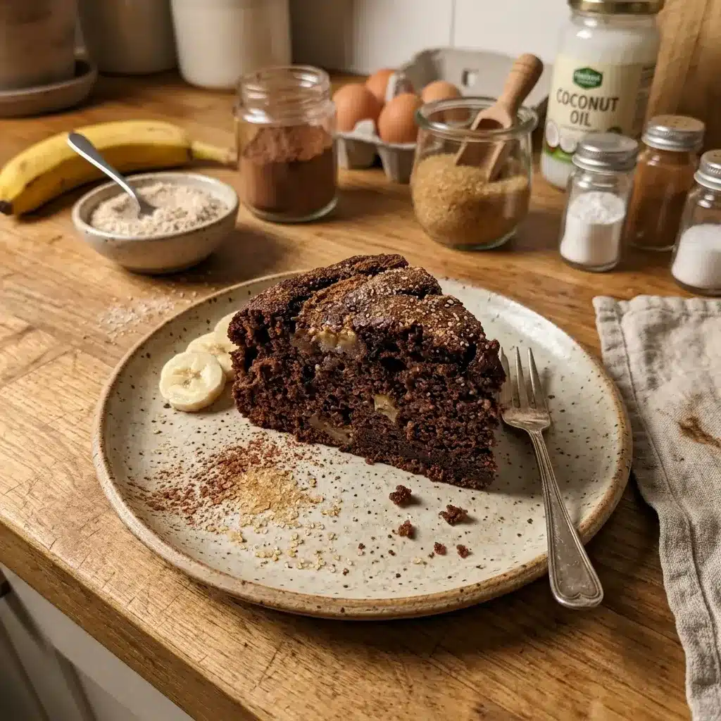 Bolo de banana com farinha de arroz e cacau