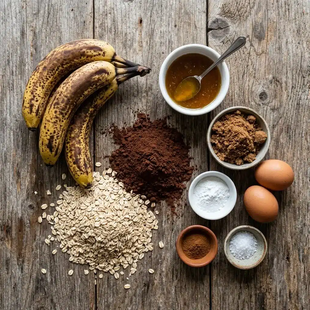 Bolo de banana e cacau com aveia