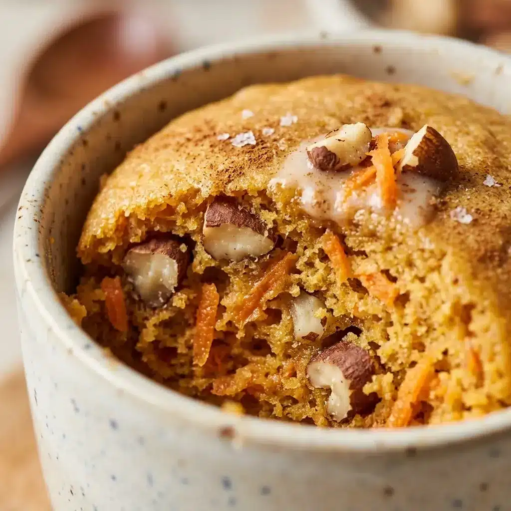 Bolo de Caneca de Cenoura com Castanhas (cenoura ralada + castanha-do-pará picada).