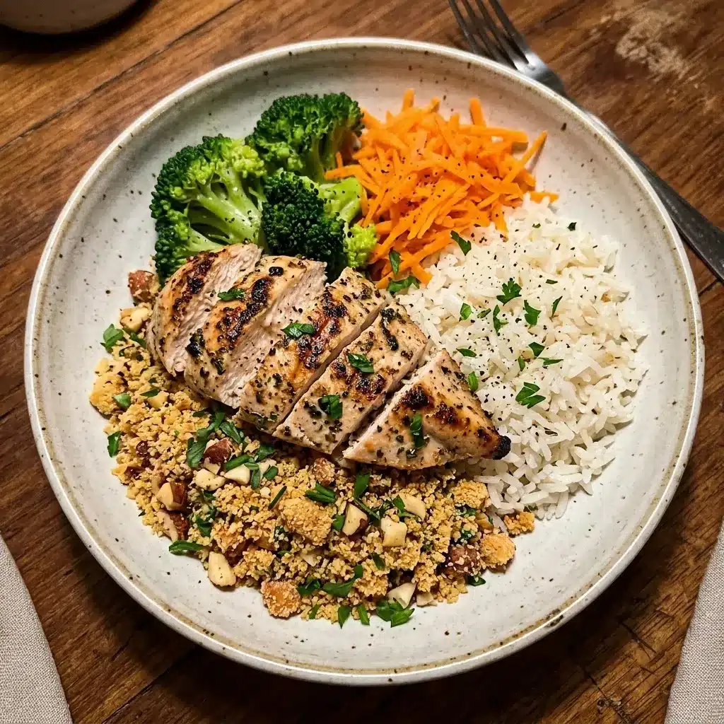 Bowl de frango grelhado com farofa de castanha