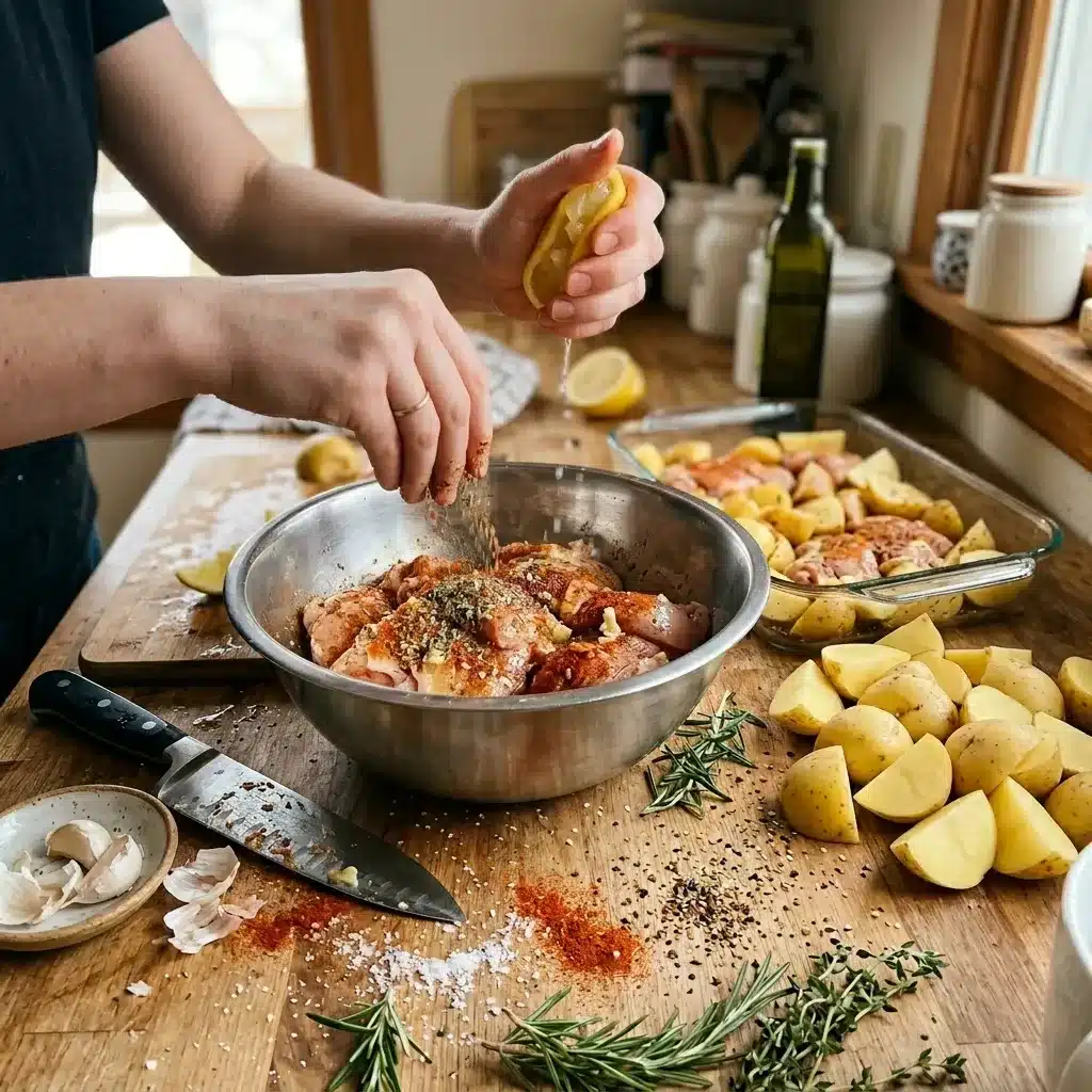 Frango com batatas ao forno