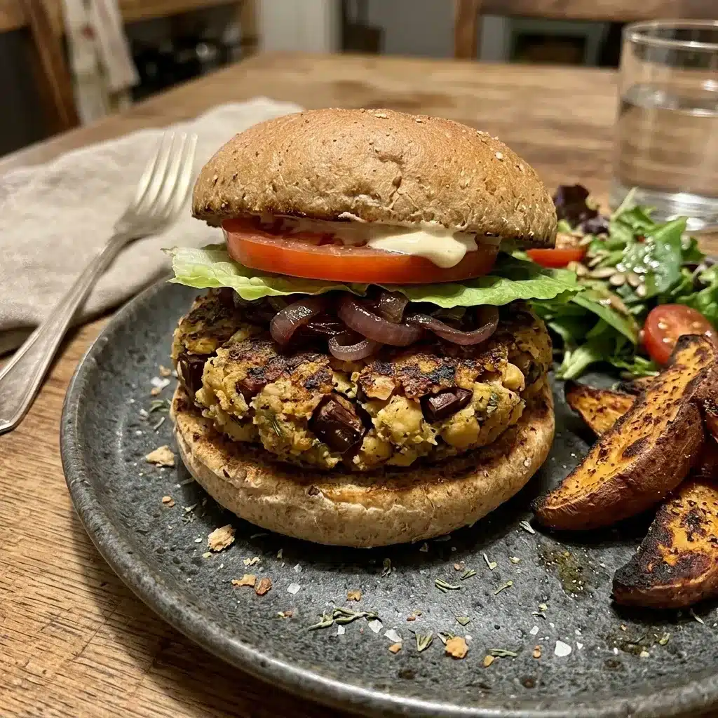 Hambúrguer de pinhão com Grão-de-bico amassado (mista)