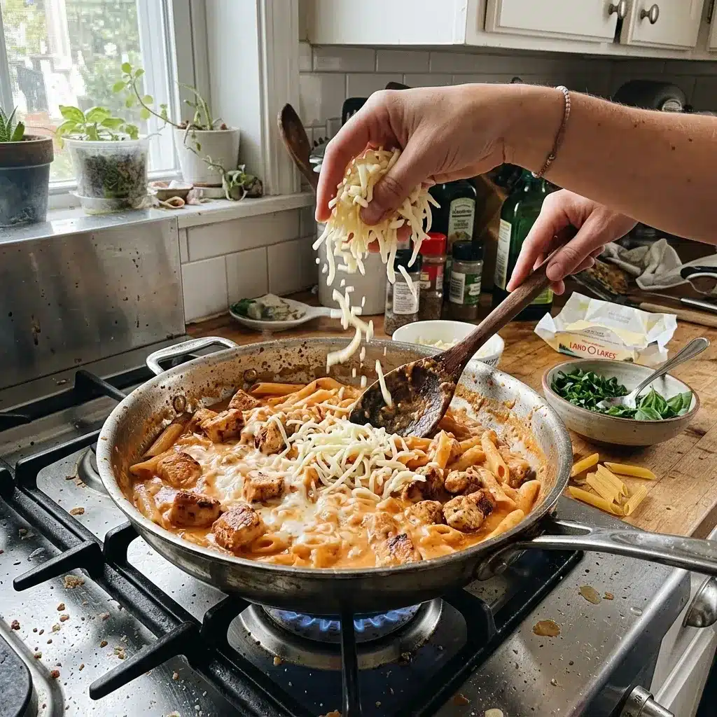 Macarrão cremoso com calabresa