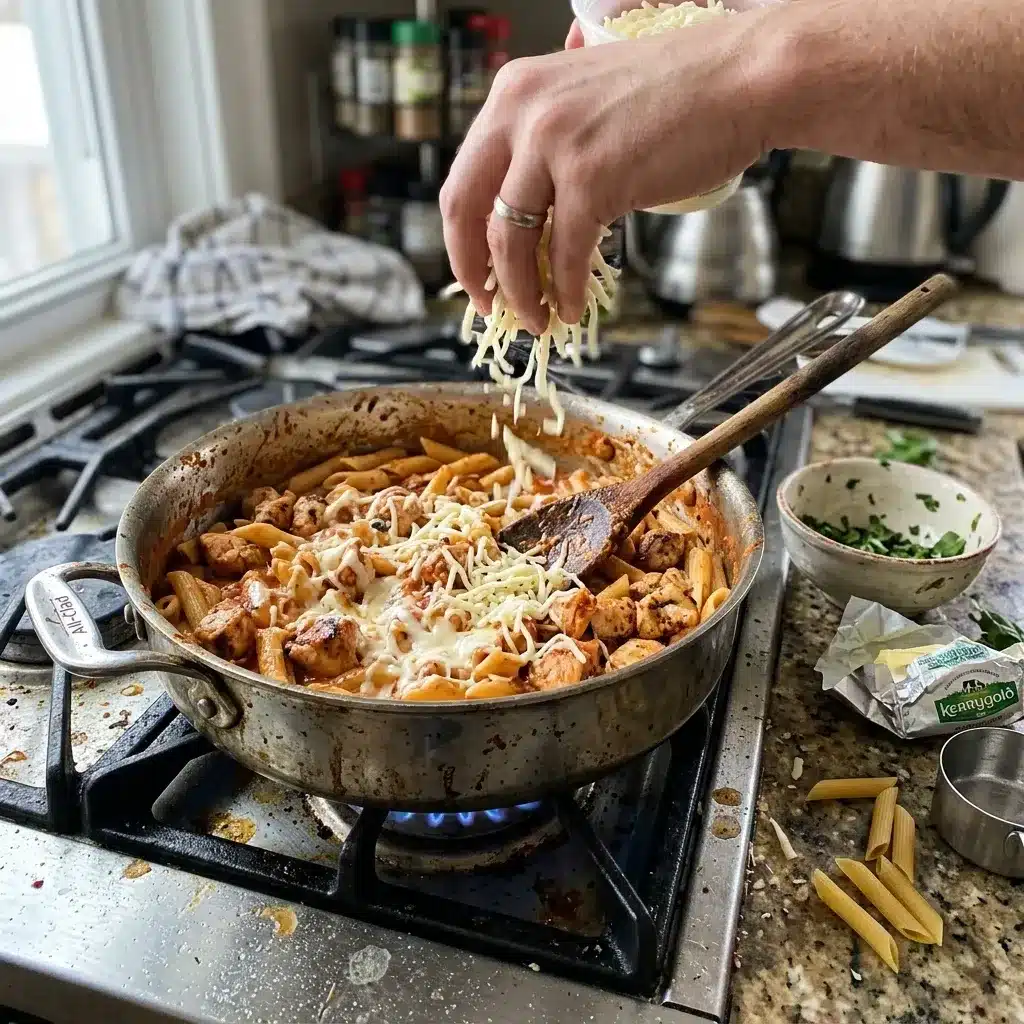Macarrão cremoso com frango