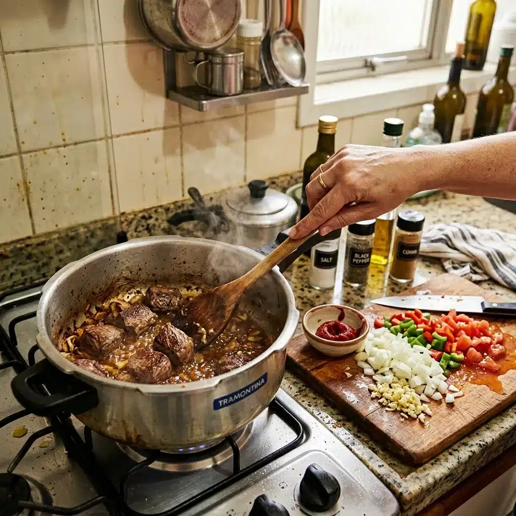 Carne de panela com molho