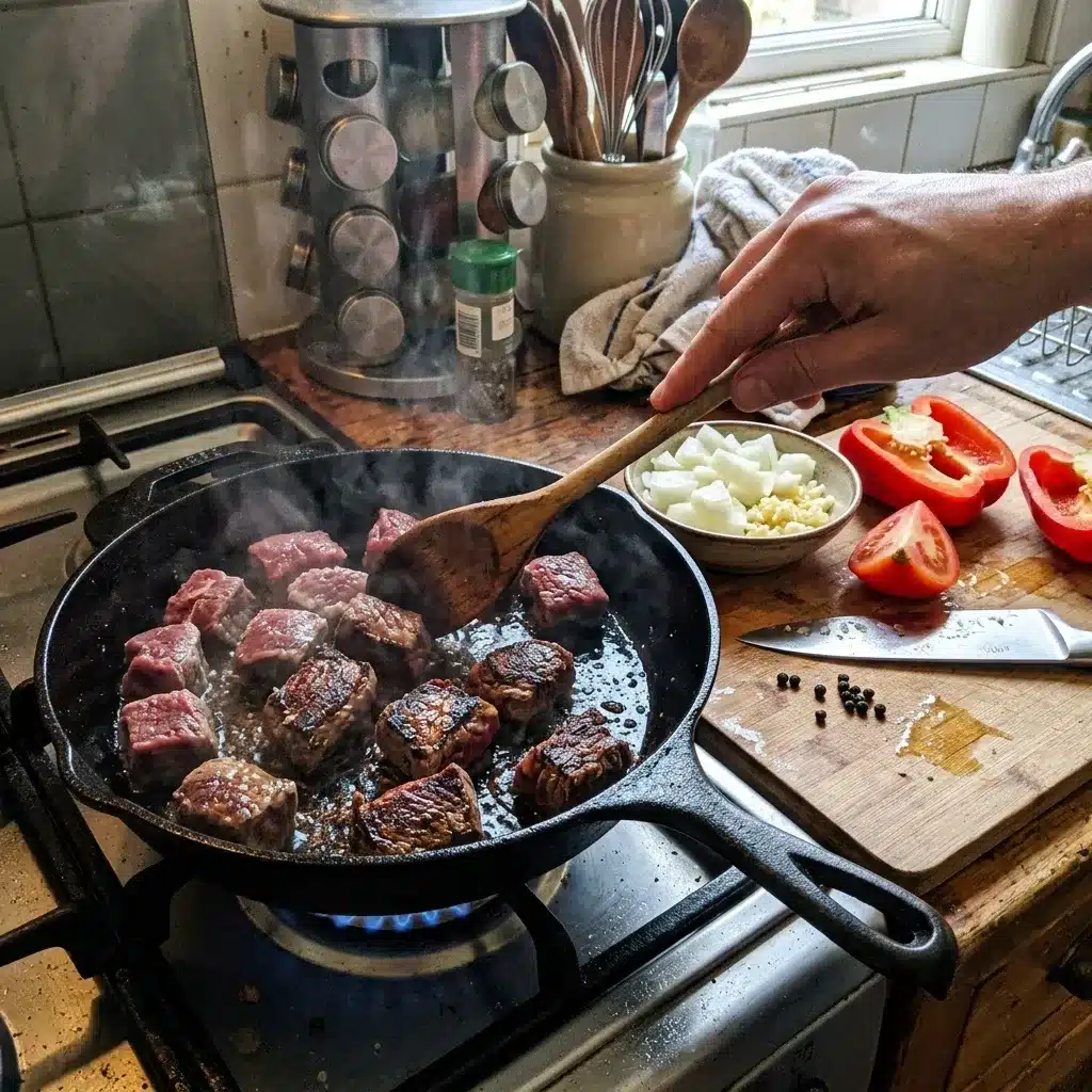 Entrevero com carne e pinhão