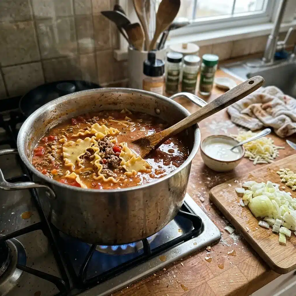 Sopa de Lasanha Rica em Proteínas