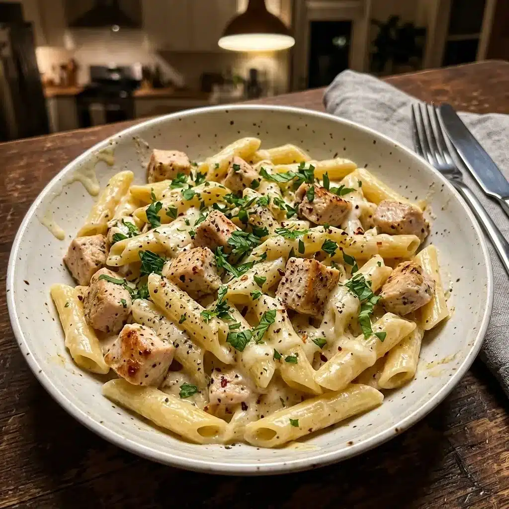 Macarrão cremoso com frango