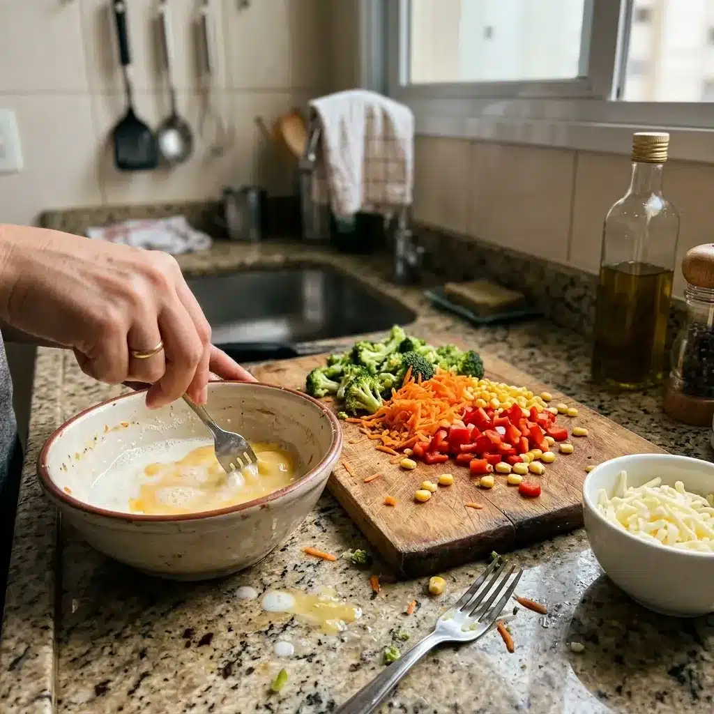Omelete de forno com legumes da geladeira