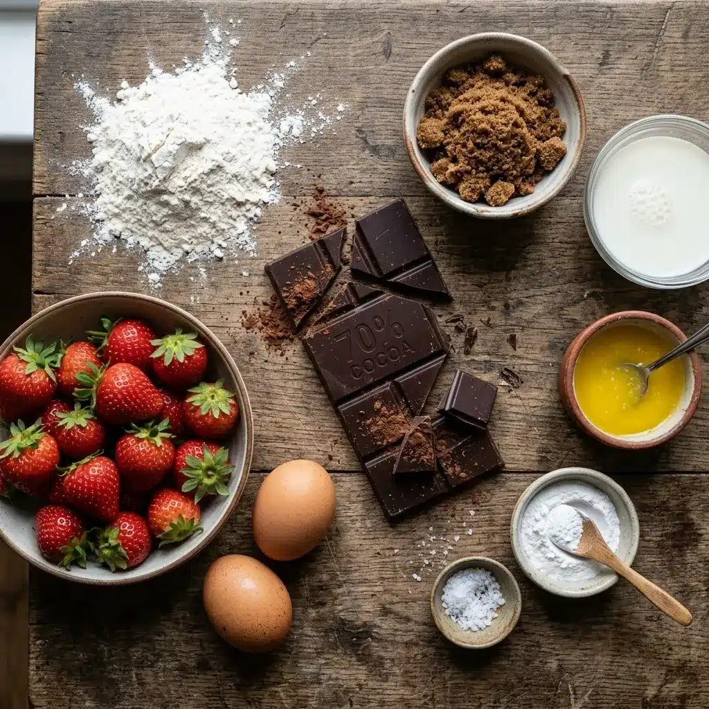 Panqueca de Chocolate 70% com Morango.