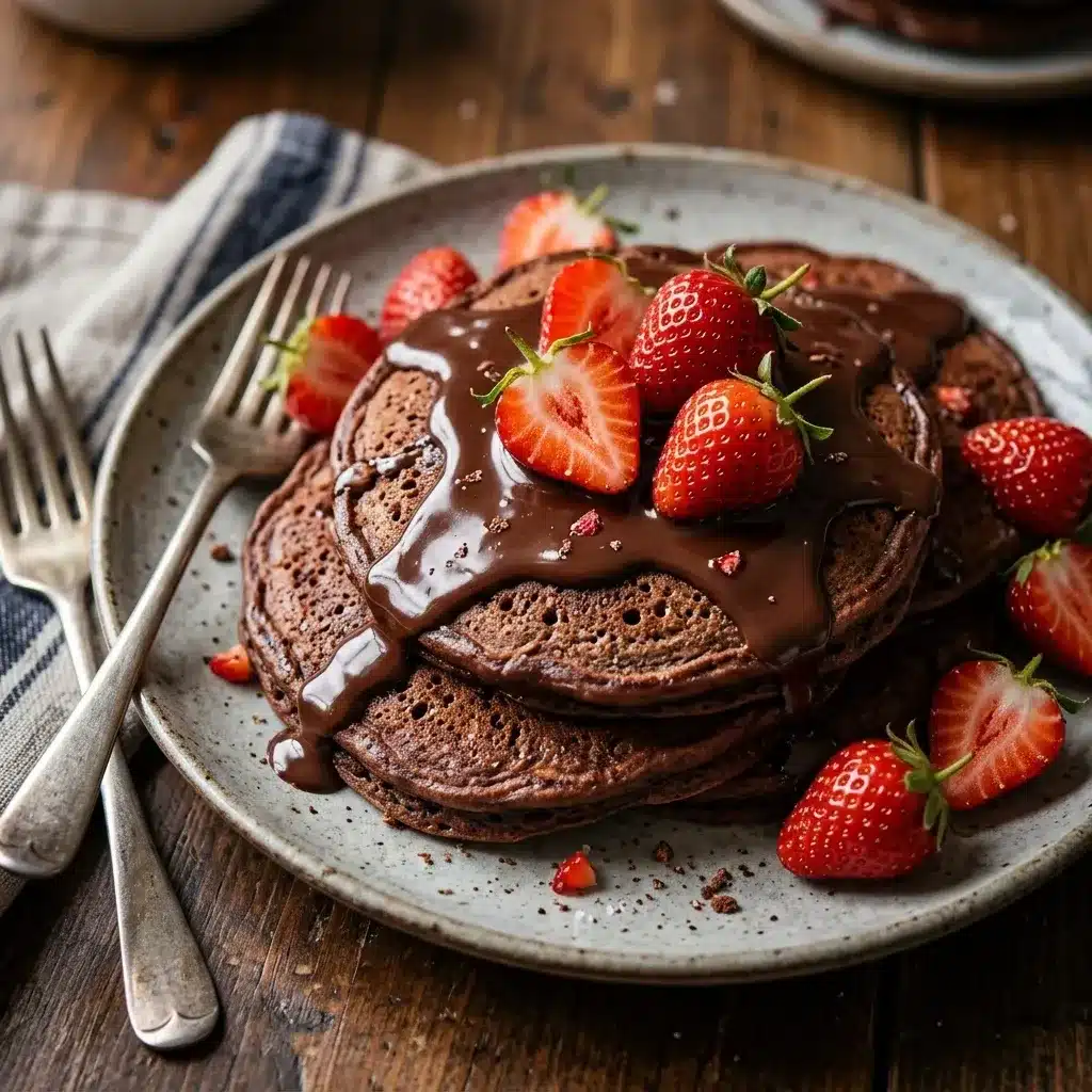 Panqueca de Chocolate 70% com Morango.