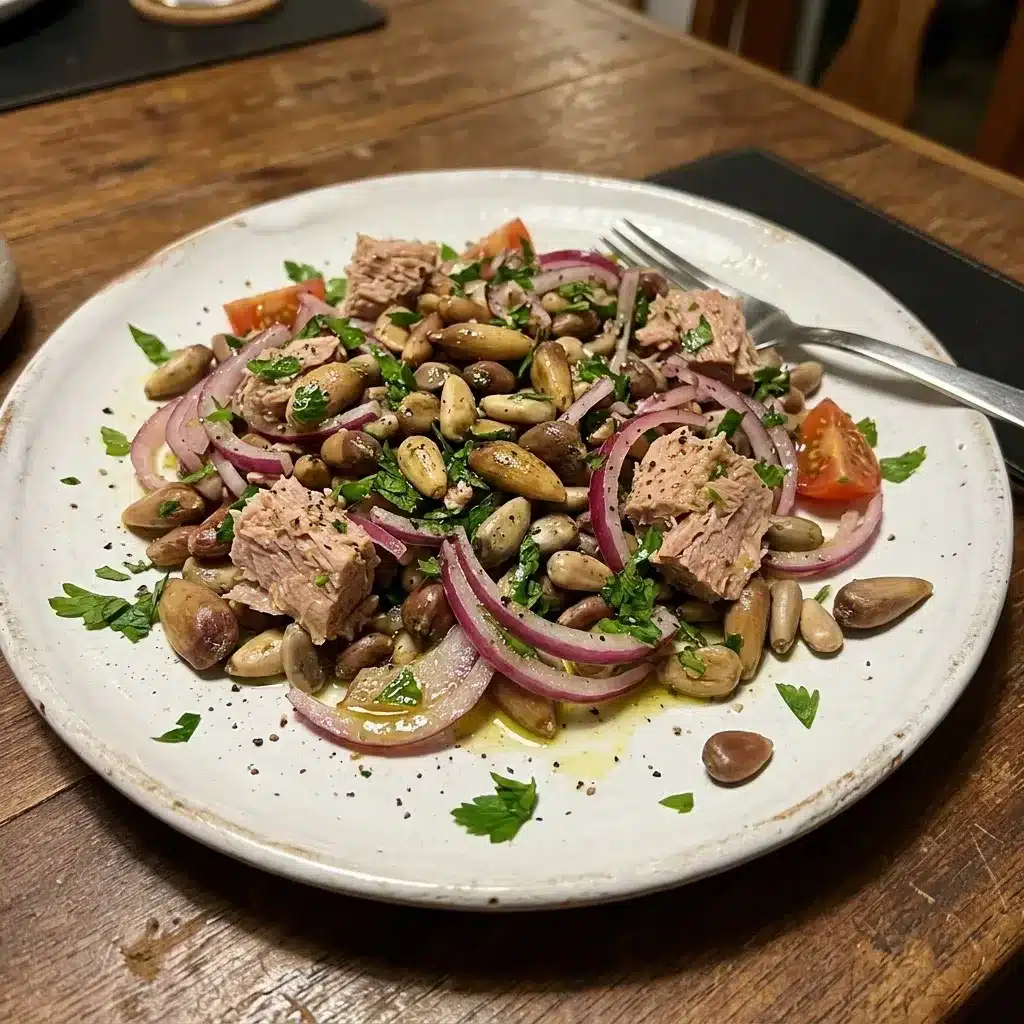 Salada de Pinhão com Atum e Cebola Roxa