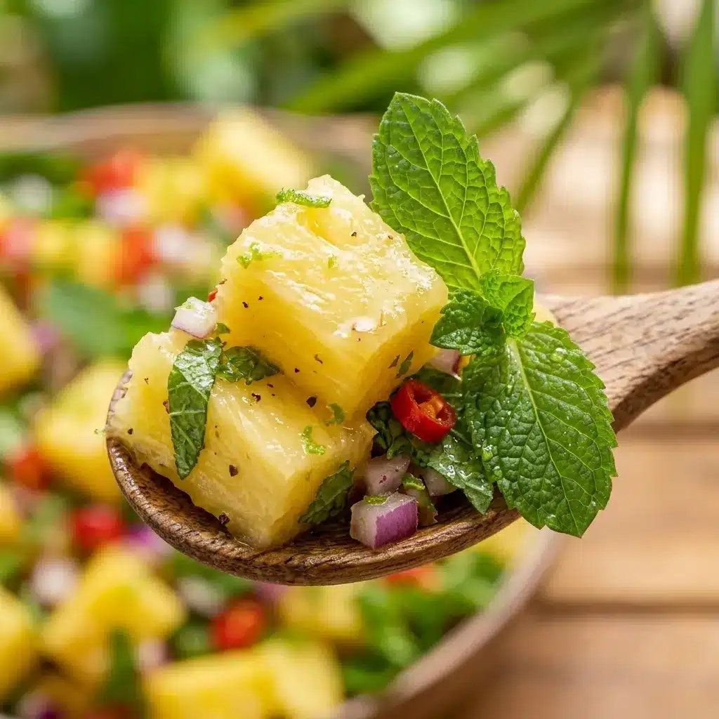 Salada tropical de abacaxi com hortelã