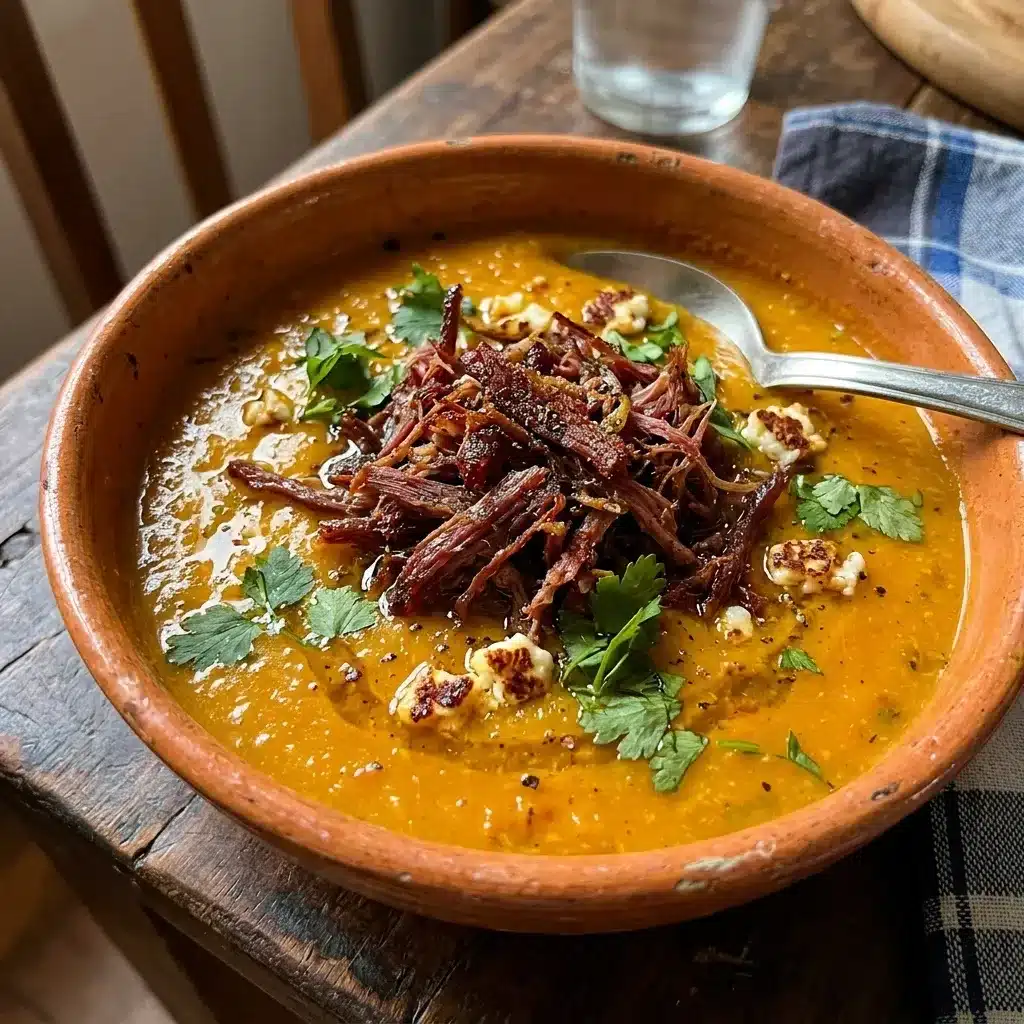 Sopa de Abóbora com Carne Seca Desfiada (típica do Nordeste)