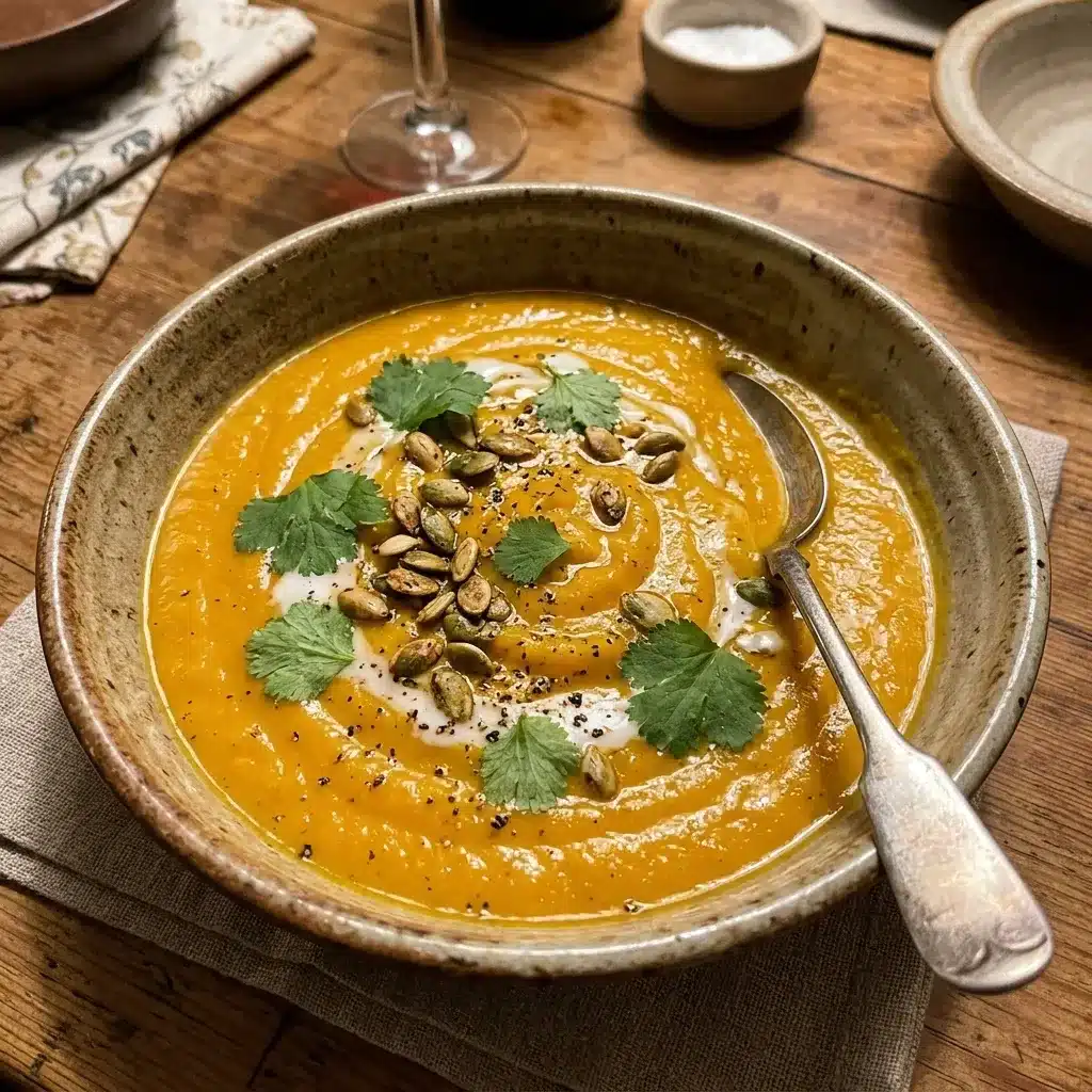 Sopa de abobora com gengibre e leite de coco