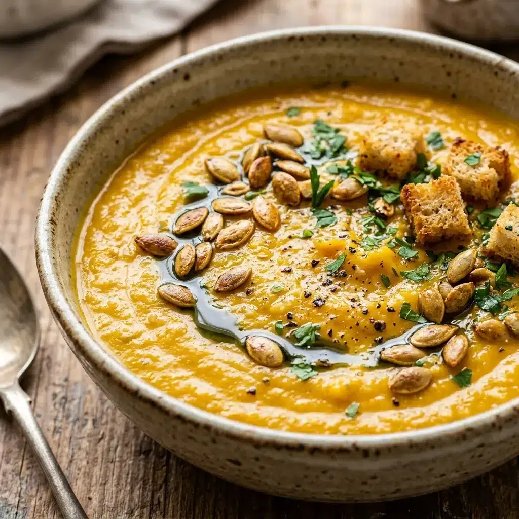 Sopa de Abóbora com Mandioquinha e Alho-poró