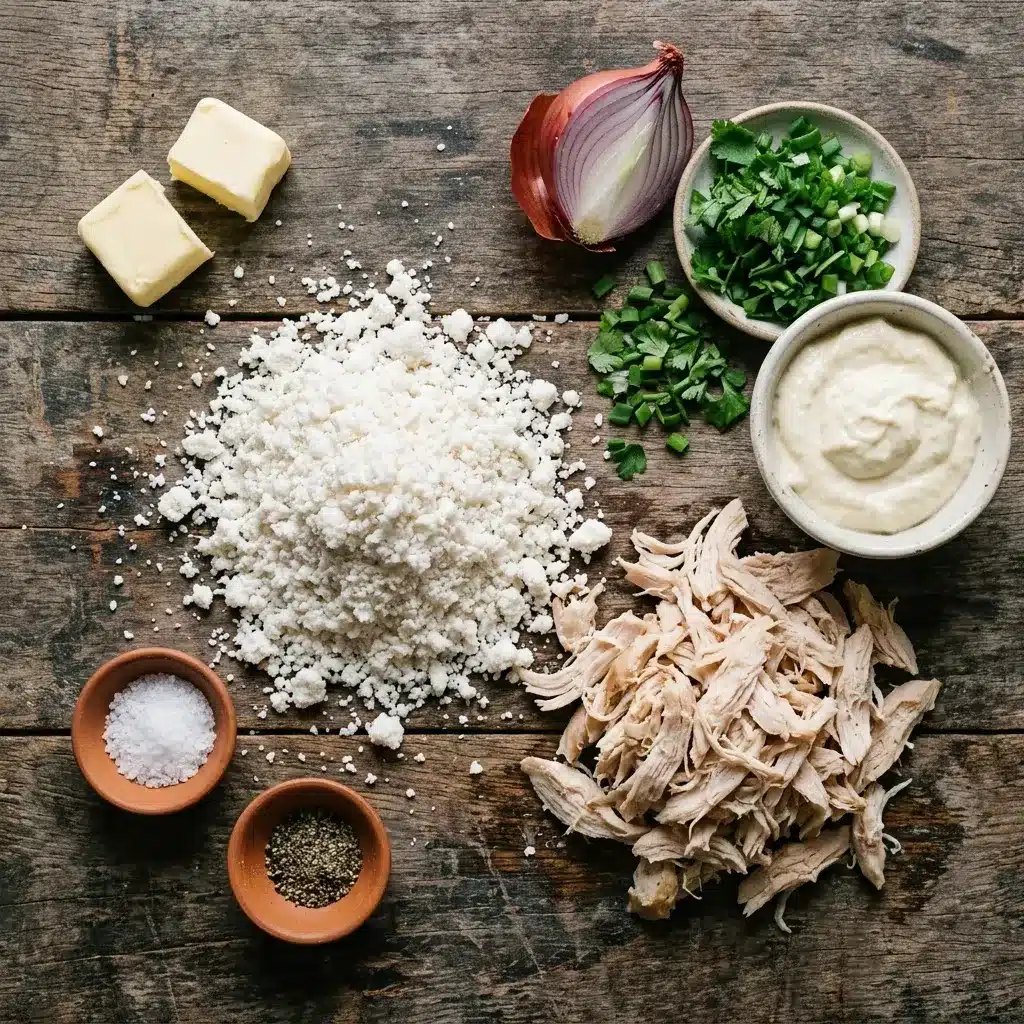 Tapioca de frango desfiado com requeijão