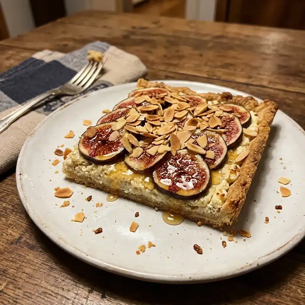 Tarte de figos, ricotta, mel e amêndoa
