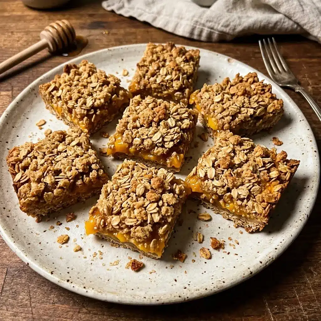 Barrinhas de crumble de aveia com manga