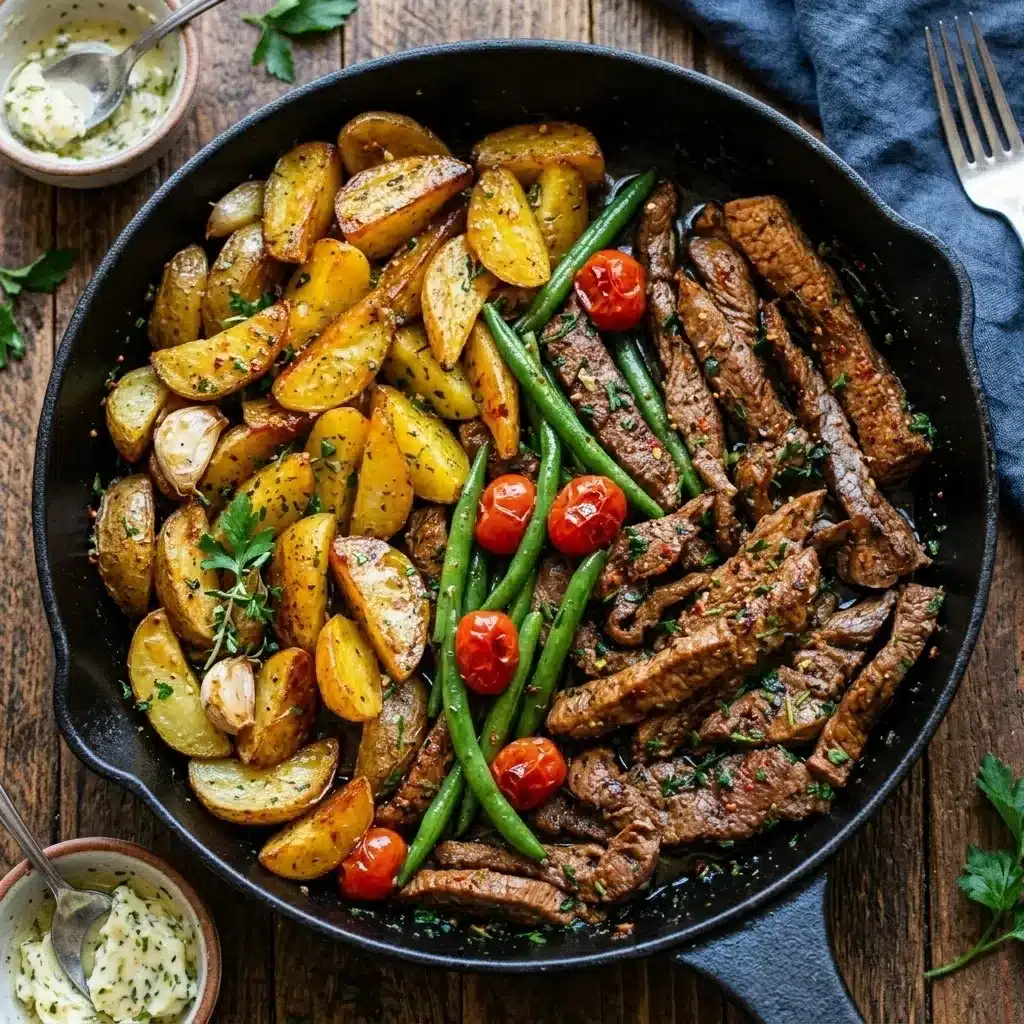 bife no alho e batata na frigideira