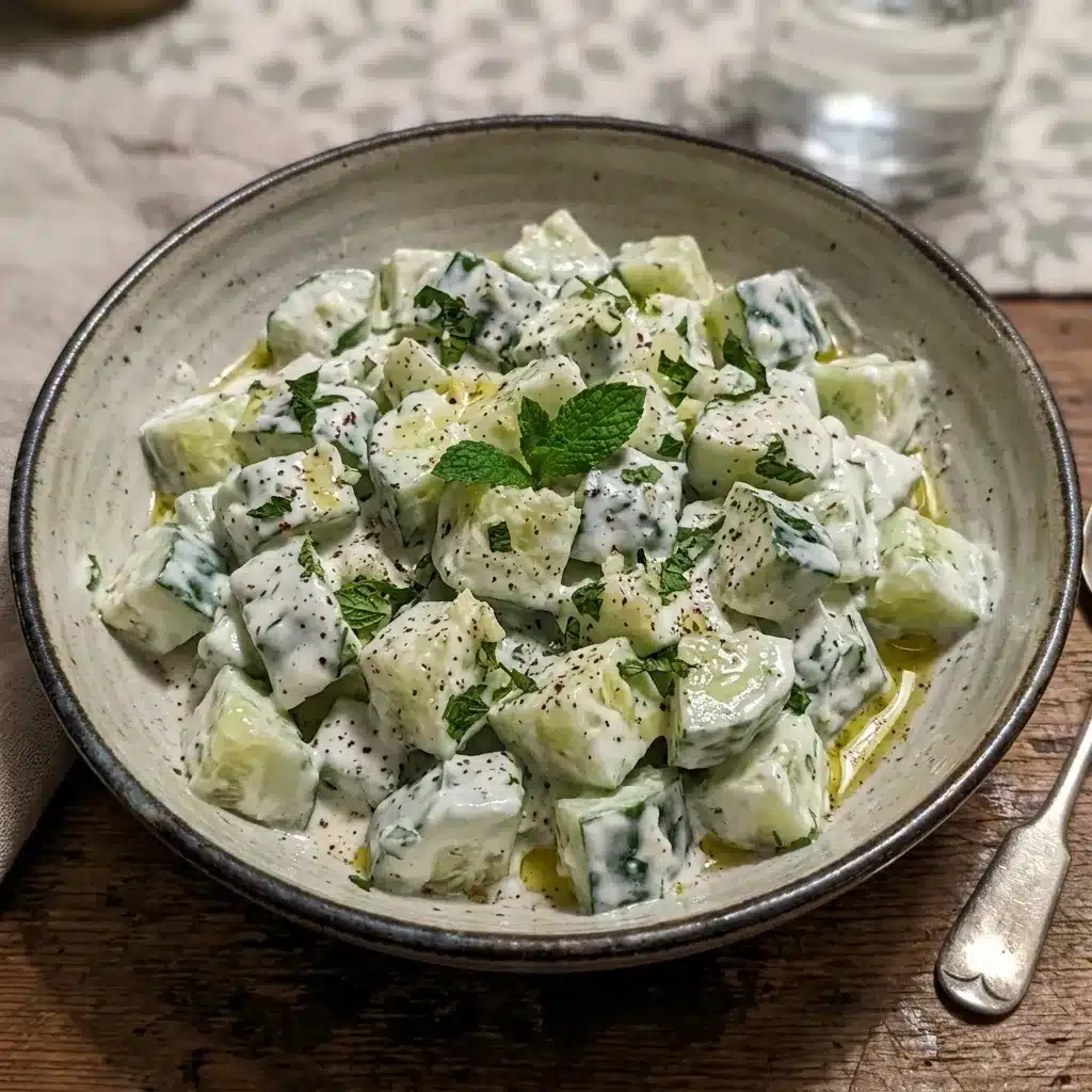Cubos de pepino com iogurte grego e alho