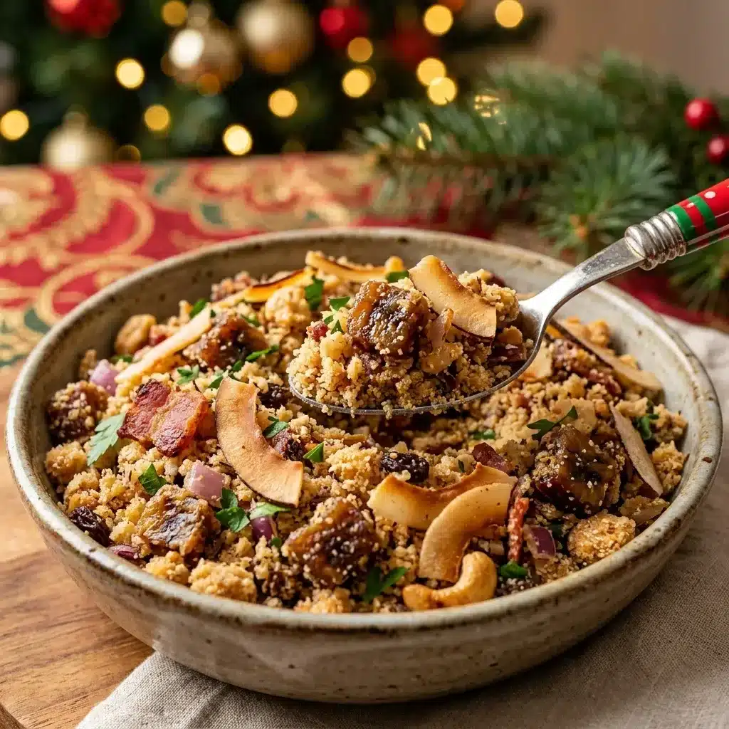 Farofa de Natal com Coco Queimado e Banana-passa