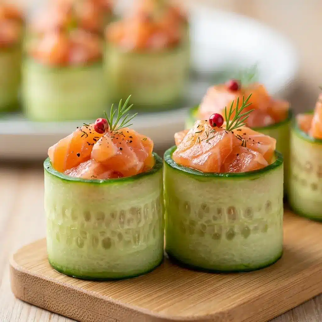 Iscas de salmão com pepino