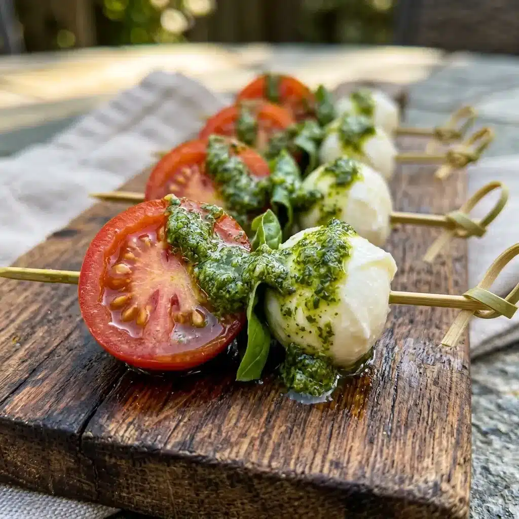 Mini capreses com pesto fáceis em 10 min