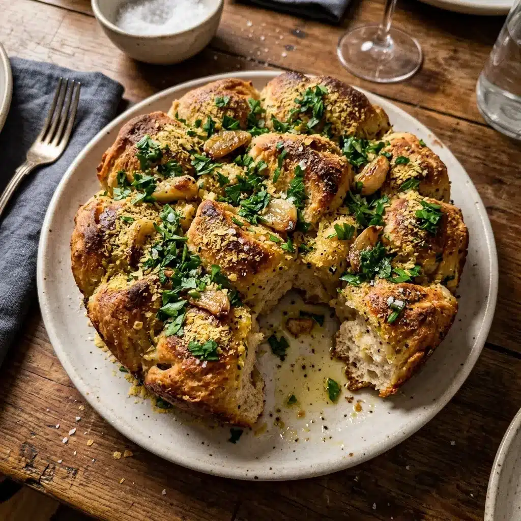Pão vegano de alho para compartilhar