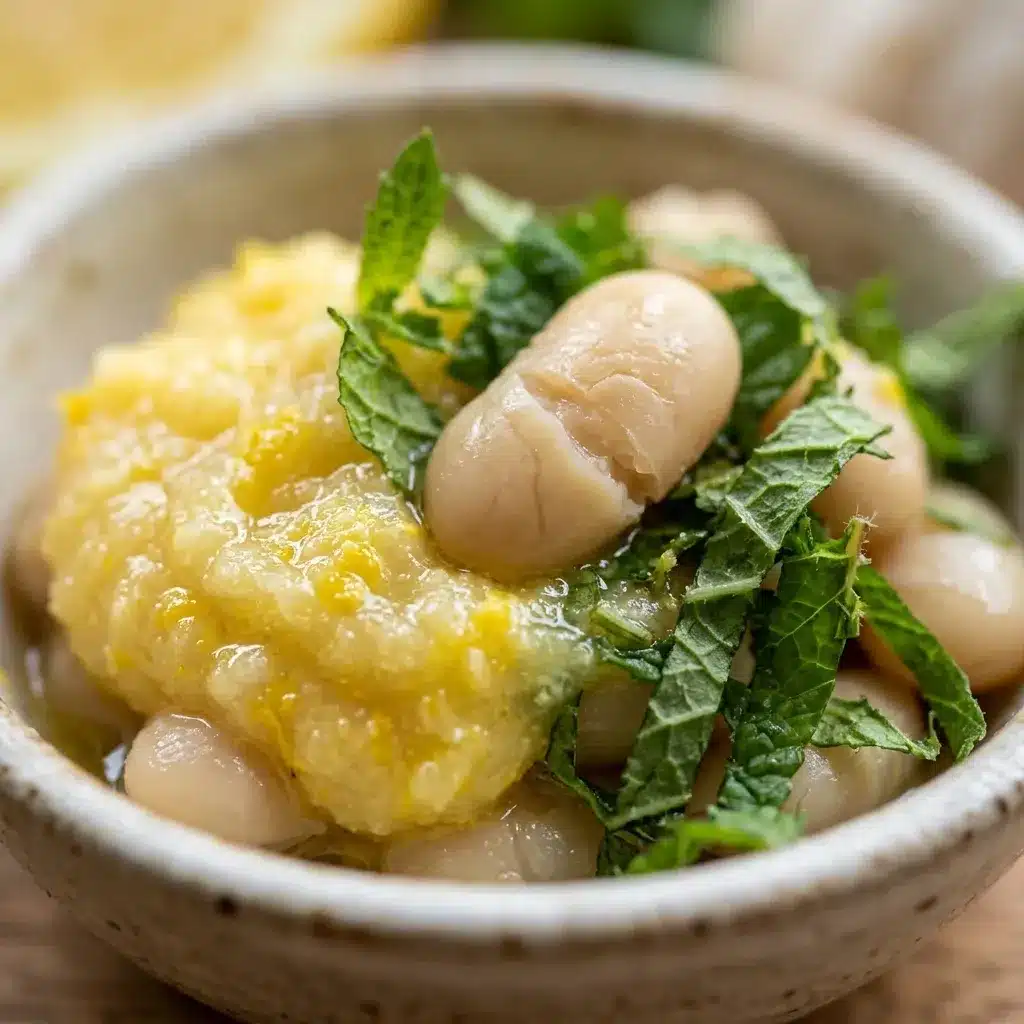 Pasta de limão, hortelã e feijão branco
