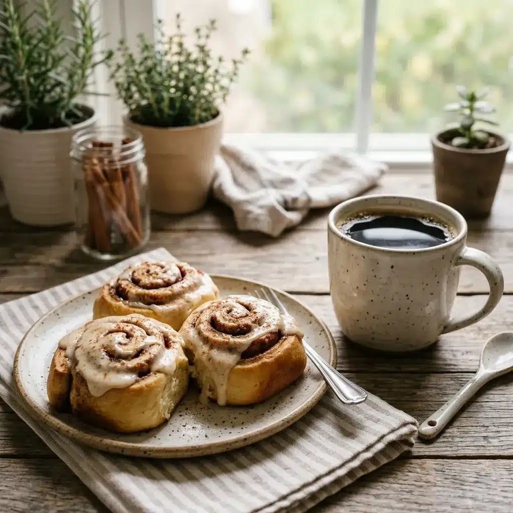 Rolinhos de canela veganos com café