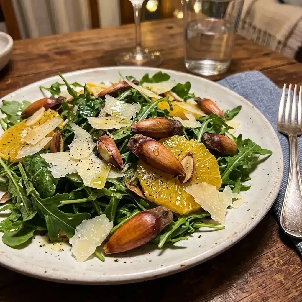 Salada de Pinhão com Rúcula e Laranja