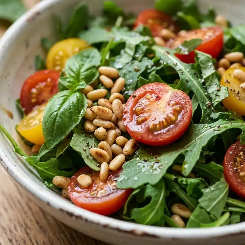 Salada de Pinhão com Tomate Cereja e Manjericão