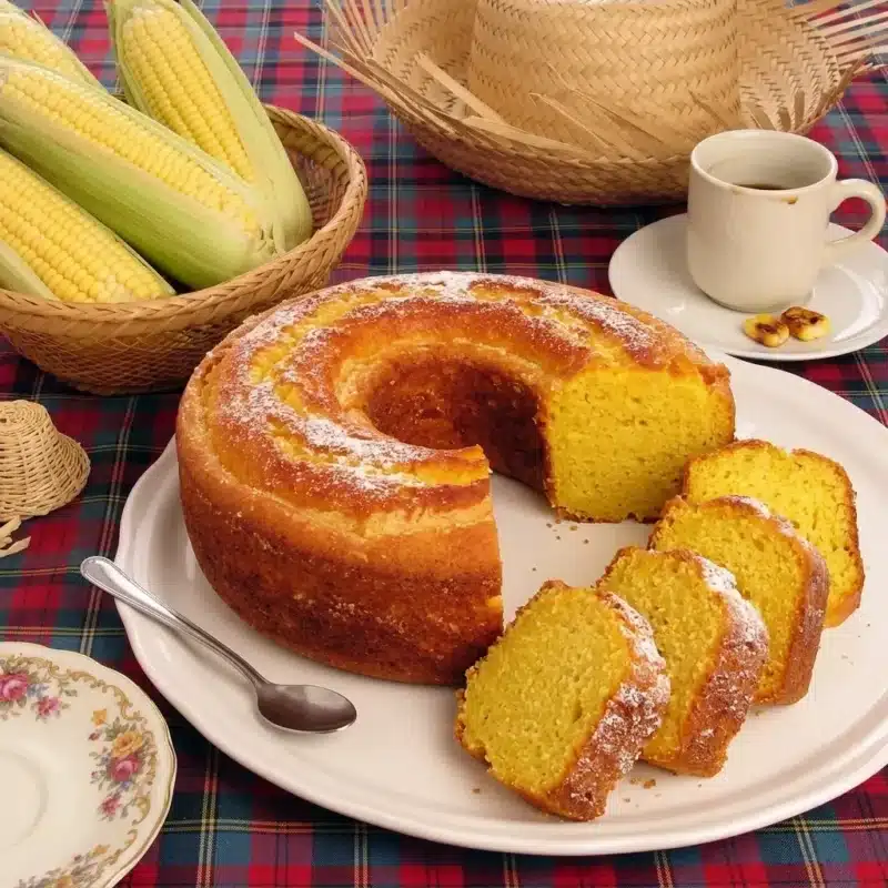 Bolo de milho com farinha de milho flocada