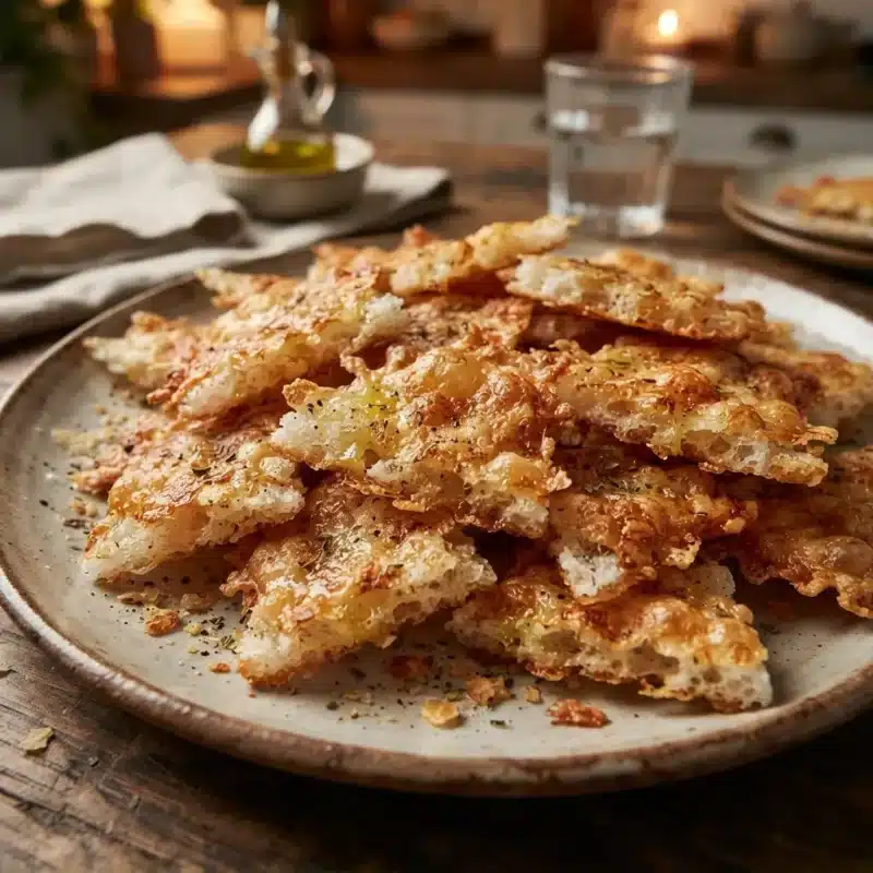Crostini de Tapioca com Parmesão Crocante
