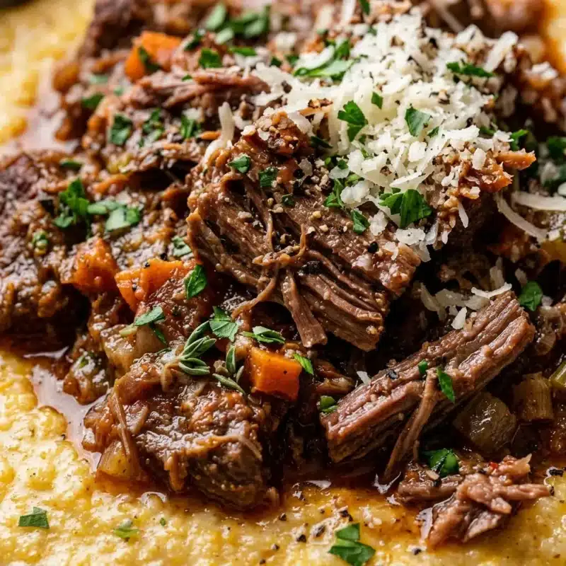 Polenta cremosa com ragu de carne