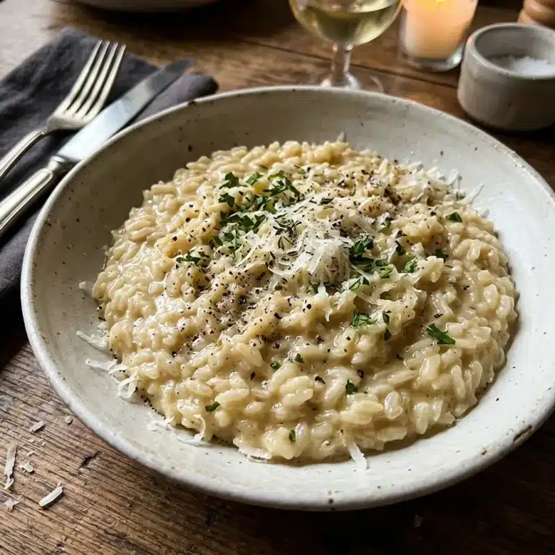 Risoto de queijo parmesão