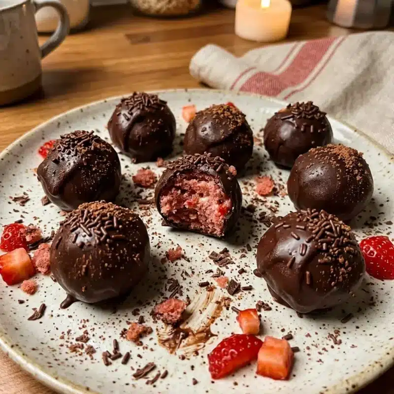 Trufas de Bolo de Morango