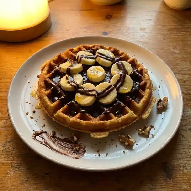 Waffle de Chocolate com Banana